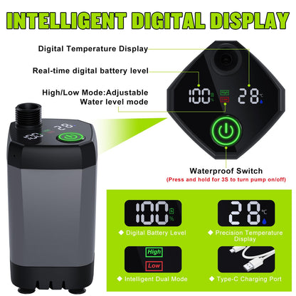 Spopal Portable Shower for Camping, [Long-Lasting] 6000mAh Rechargeable Camping Shower with Intelligent LED Display, 4 Spray Modes, IPX7 Waterproof Outdoor Camp Pump for Hiking, Travel, Car, Pet