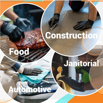 ASAP Thick Black Nitrile Gloves Disposable Latex Free - 6 Mil, Powder Free, Food Safe, Kitchen & Mechanic Gloves - Durable Rubber Cleaning Supplies (Small, 100 Count)