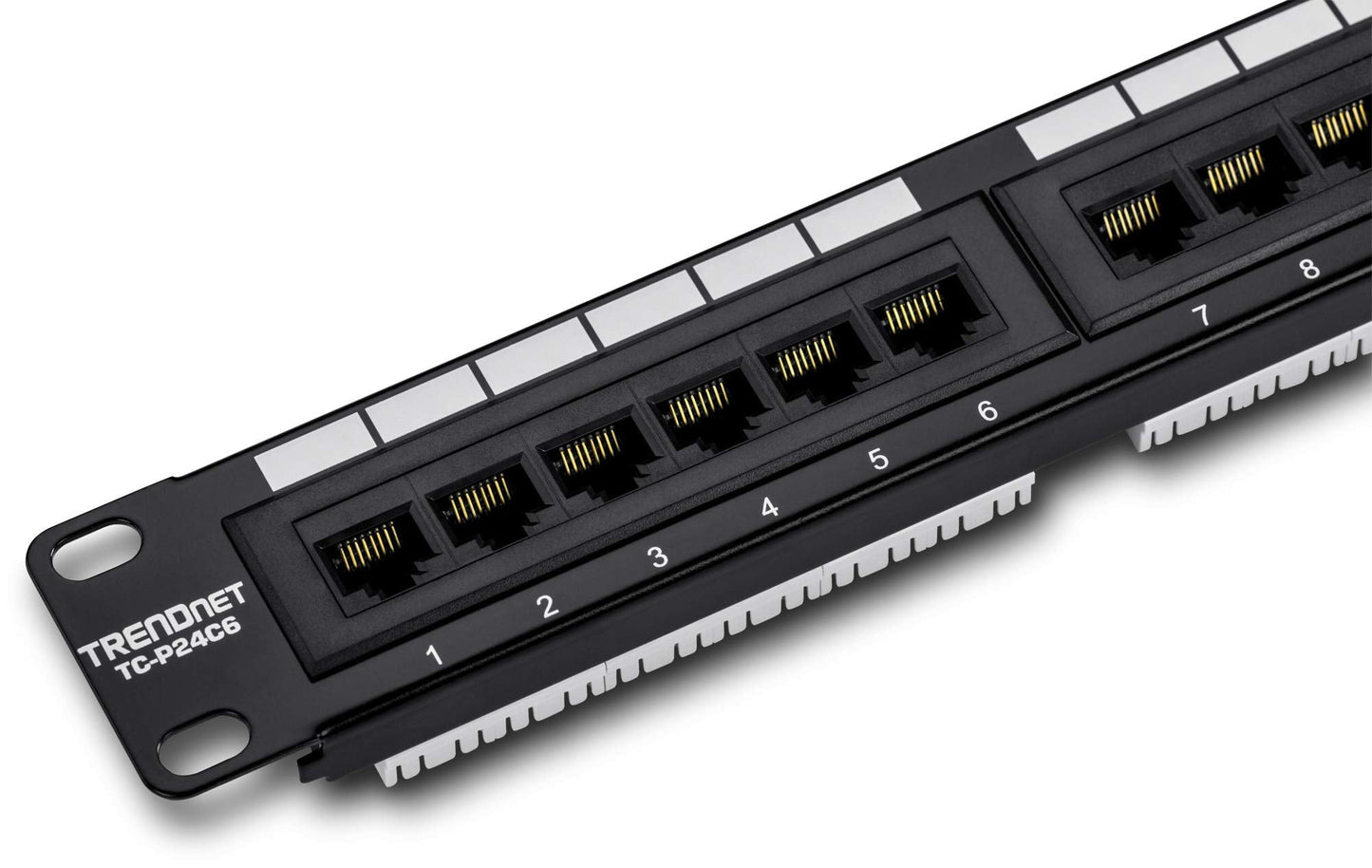 TRENDnet 24-Port Cat6 Unshielded Patch Panel, Wallmount or Rackmount, Compatible with Cat3,4,5,5e,6 Cabling, for Ethernet, Fast Ethernet, Gigabit Applications, Black, TC-P24C6 (Pack of 1)