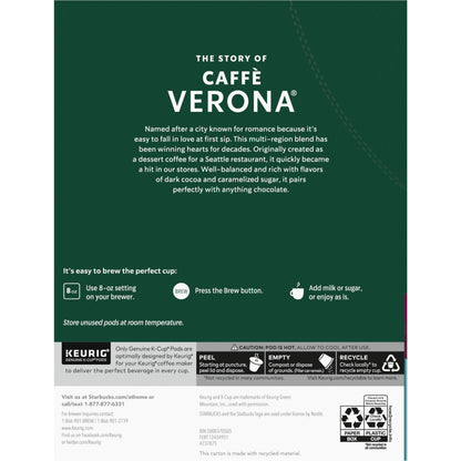 Starbucks K-Cup Coffee Pods, Dark Roast Coffee, Caffè Verona for Keurig Brewers, 100% Arabica, 4 boxes (96 pods total)