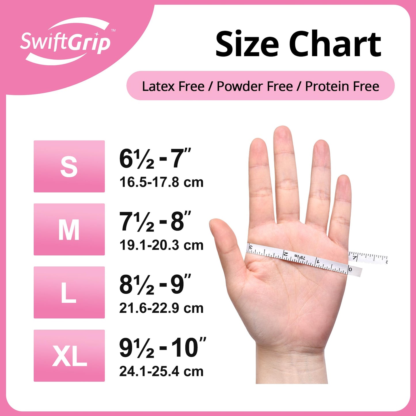 SwiftGrip Nitrile Exam Gloves, 4 Mil, Medium, Cherry Blossom, Food Safe Gloves Disposable Latex Free, Powder Free for Cleaning Supplies, Esthetician, Hair Dye, Tattoo Supplies (Box of 100)