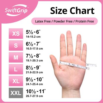 SwiftGrip Pink Nitrile Gloves, 3-mil, Industrial Gloves Disposable Latex Free, for Cleaning & Esthetician, Rubber Powder-Free, 100-ct Box (Medium) Medium (Pack of 100)