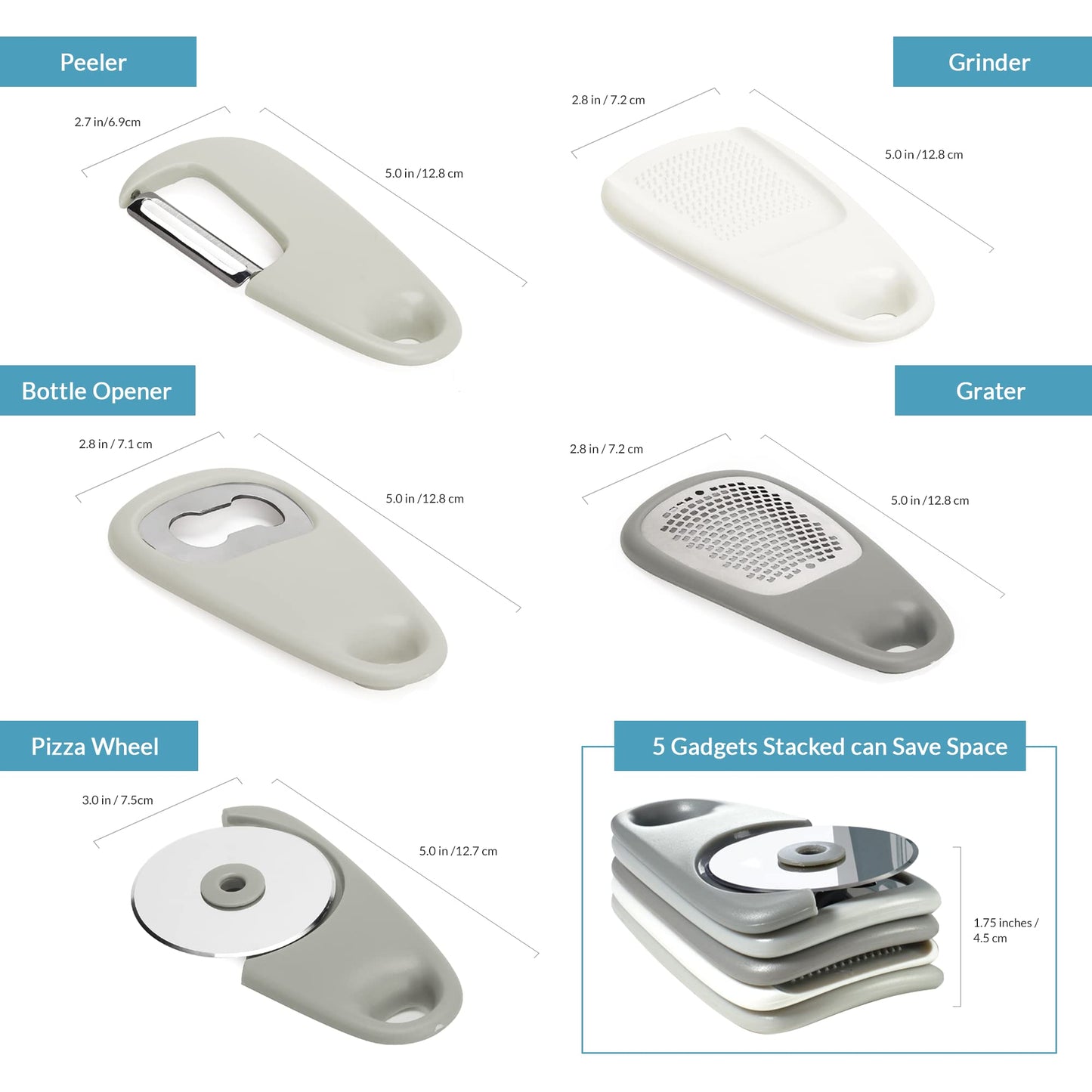 Space Saving Kitchen Gadgets - Kitchen Gadgets Set 5 Pieces - Camper Gifts - RV Gifts - RV Kitchen Accessories - Gifts for RV Owners - RV Gadgets - Dishwasher Safe