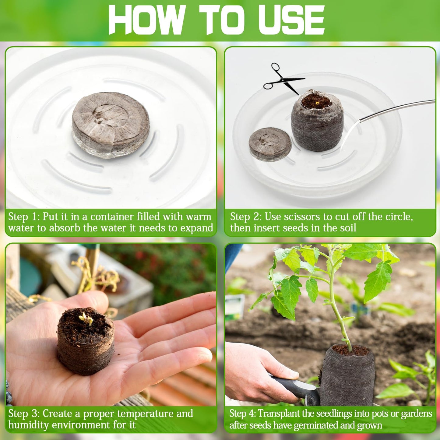 ZeeDix 100 Pcs 30mm Peat Pellets Seed Starter Soil Pods Plugs for Vegetable, Seedling Soil Block Compressed Peat Nutrient Seed Pods for Planting Easy Transplant