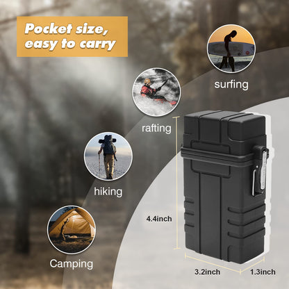 SOMGEM Cigarette Case with USB Rechargeable Electric Lighter for Whole Package Cigarettes 20pcs, Waterproof Cigarette Holder for Outdoor Camping Hiking