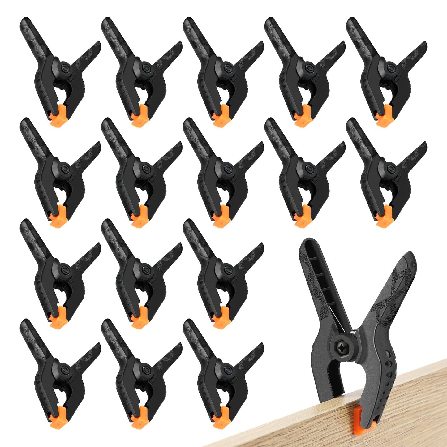 16 Pack Small Spring Clamps, 3.5 Inch Heavy Duty Clamps for Backdrop Stand, Plastic Clips for Crafts and Backdrop Clips for Crafts, Woodworking, Photography, Outdoor
