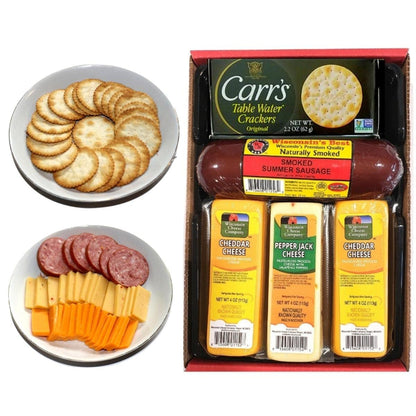 Wisconsin Cheese Company - Classic Wisconsin Cheese & Sausage Gift Box - 100% Wisconsin Cheddar & Pepper Jack Cheese, Cracker and Sausage Gift Box | Perfect for Parties, Charcuterie Boards and Birthdays