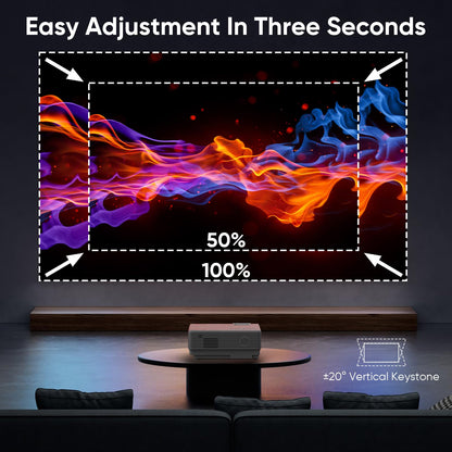 Projector with WiFi and Bluetooth, Upgrade Outdoor Projector, Mini Movie Projector Supports 1080P Synchronize Smartphone Screen by WiFi/USB Cable for Home Entertainment (WiFi)