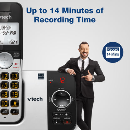 VTech VG232 Cordless Phone with Answering Machine - with Large Display Full-Duplex Speakerphone Caller ID/Call Waiting Last 10 Number Redial