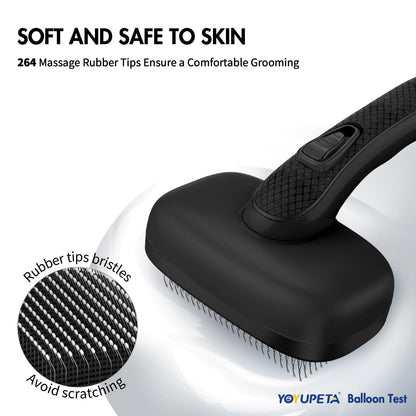 YOYUPETA Dog Self Cleaning Slicker Brush for Shedding, Ideal for Short Long Haired Dogs, Including Cat. Removes Loose Fur, Undercoat, Mats, Tangled Hair. Suit for Large Medium Small Animal, Black