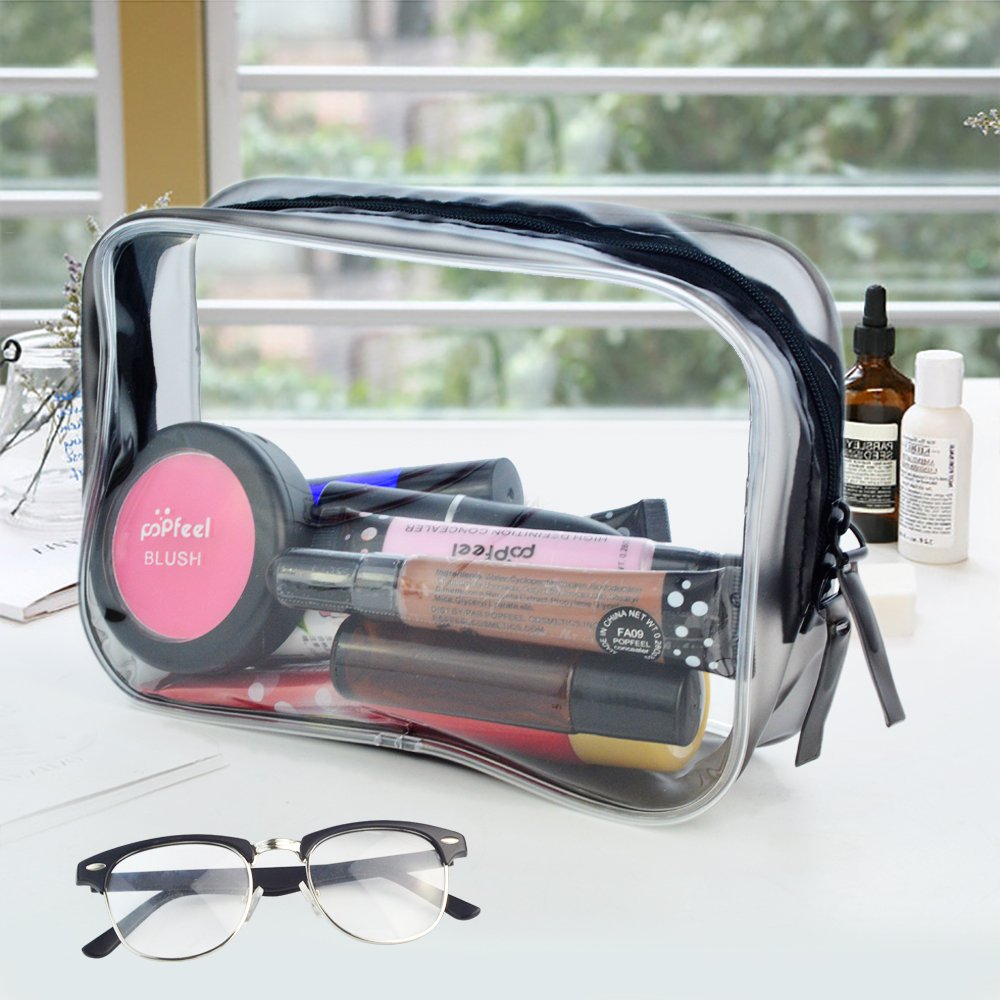 Wobe 5 Packs Clear Cosmetics Bag TSA Approved, PVC Zippered Toiletry Carry Pouch Portable Makeup Bag for Vacation Travel, Bathroom and Organizing Waterproof Makeup Bag Vinyl Plastic Organizer Case