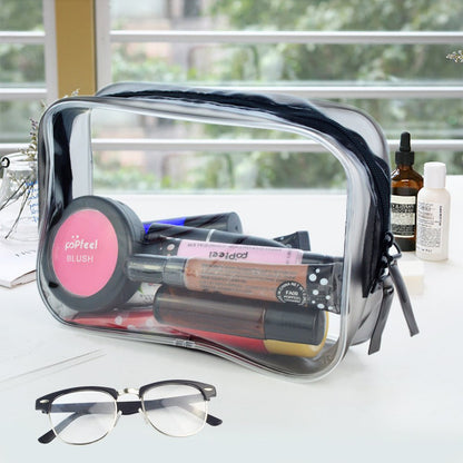 Wobe 5 Packs Clear Cosmetics Bag TSA Approved, PVC Zippered Toiletry Carry Pouch Portable Makeup Bag for Vacation Travel, Bathroom and Organizing Waterproof Makeup Bag Vinyl Plastic Organizer Case