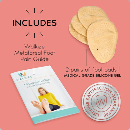 Walkize Metatarsal Pads Women | Heel Inserts for Women | Ball of Foot Cushions (2 Pairs Foot Pads) All Day Pain Relief and Comfort One Size Fits Shoe Inserts (Beige)