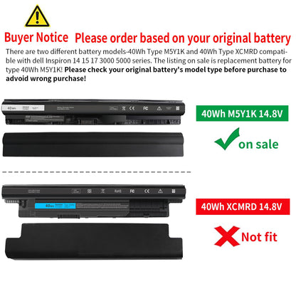 40Wh Type M5Y1K 14.8V Battery for Dell Inspiron 15 5000 3000 Series 5566 5555 5558 5559 5758 3567 3551 3552 3558 14 3451 3452 3458 5458 17 5755 5758 5759 GXVJ3 HD4J0 WKRJ2 VN3N0 P51F P47F P63F P64G