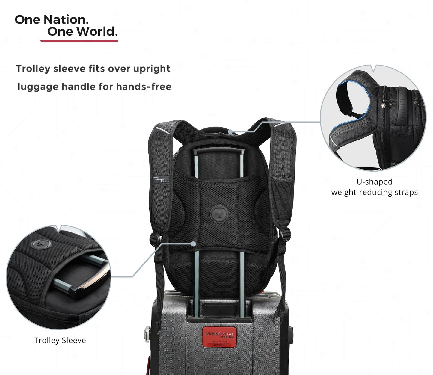 Swissdigital Design Men's Laptop Backpack for College and Business Travel with Integrated USB Charging Port and RFID Protection Fits Laptops up to 15.6 in, Black | J14-BR