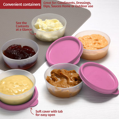 Condiment Cups Containers with Lids- 8 pk. 2.3 oz.Salad Dressing Container to go Small Food Storage Containers with Lids- Sauce Cups Leak proof Reusable Plastic BPA free for Lunch Box Picnic Travel
