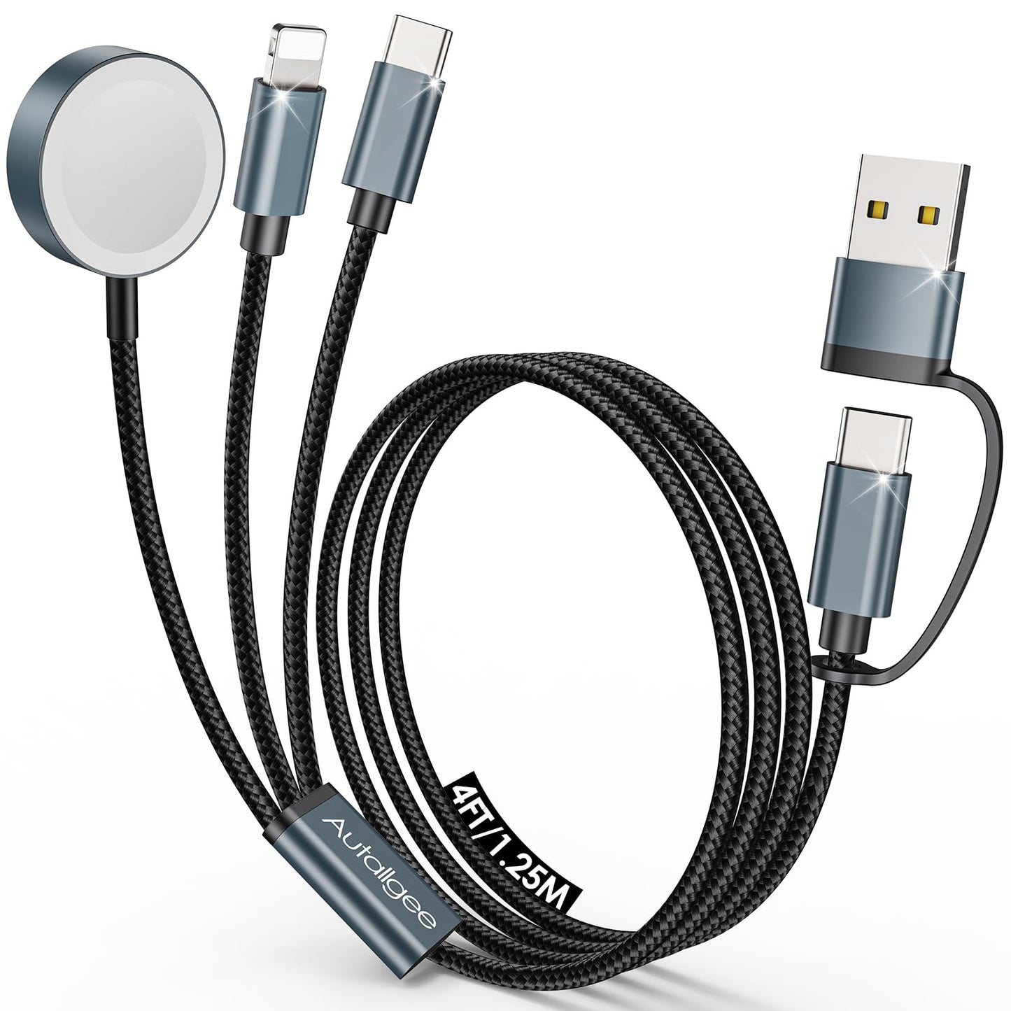 Travel Essentials for Apple Watch Charger,3 in 2 USB C Cable for Multi Charging Cable Cord,Vacation Camping RV Essentials Portable Designed for iWatch &iPhone 17-11 -4FT ﻿