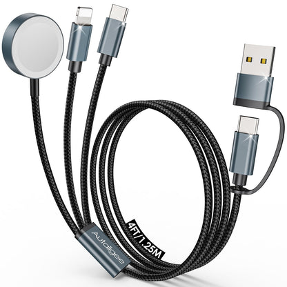 Travel Essentials for Apple Watch Charger,3 in 2 USB C Cable for Multi Charging Cable Cord,Vacation Camping RV Essentials Portable Designed for iWatch &iPhone 17-11 -4FT ﻿