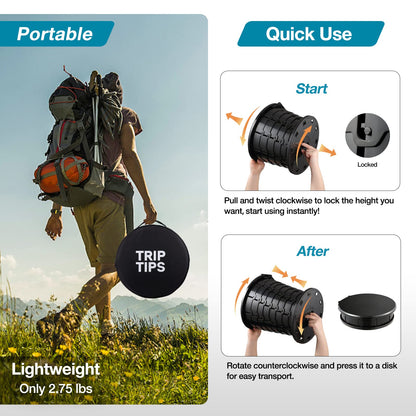 TRIPTIPS Upgrade Retractable Portable Toilet Travel Toilet Adjustable Height Camping Toilet Portable Potty for Adults Kids, Foldable Portable Toilet for Camping/Car