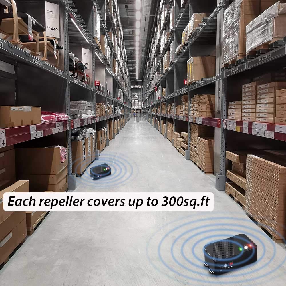 Glaobule Ultrasonic Rodent Repellent Battery Operated Ultrasonic Mouse Repeller Under Hood Pest Repeller Rat Mice Deterrent with Strobe Lights for Car Engine Indoor Use 1Pack