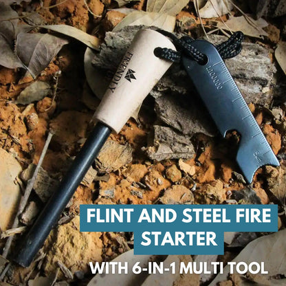 The Friendly Swede Ferro Rod Fire Starter Tool — Flint and Steel Fire Starter Survival Tool with Wooden Handle; Weatherproof Firestarter for Camping, Hiking & BBQs; Compact with Optimal Grip