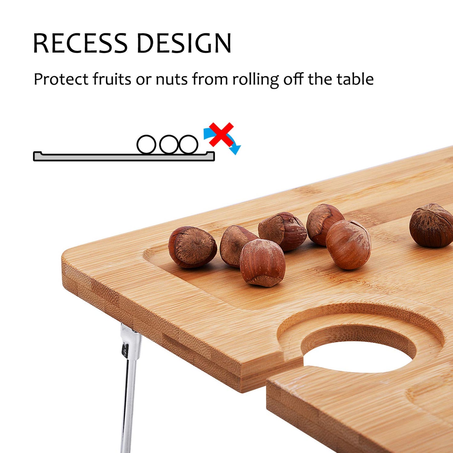 Tirrinia Portable Wine Picnic Table, Ideal Wine Gift for Women Men, Small Folding Outdoor Picnic & Cheese Tray with 2 Wine Glasses Holder for Camping, Park, Beach, Garden, Concerts