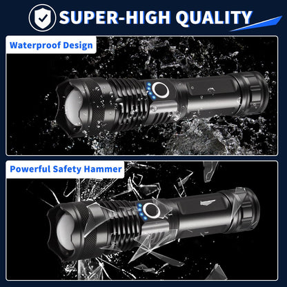 UUYEE 3Pack Rechargeable Flashlights High Lumens, Super Bright Flashlight, 5Modes LED Flashlight Rechargeable, Adjustable Tactical Flashlights High Powered, Flash Lights for Emergency Camping Home