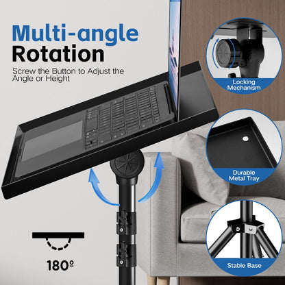 REHOSEUP Projector Stand, 33LB Load Bearing & 22-55" Height Adjustable, for Projector/Laptop/DJ Gear, Outdoor/Office/Studio - Stable Base (Black)