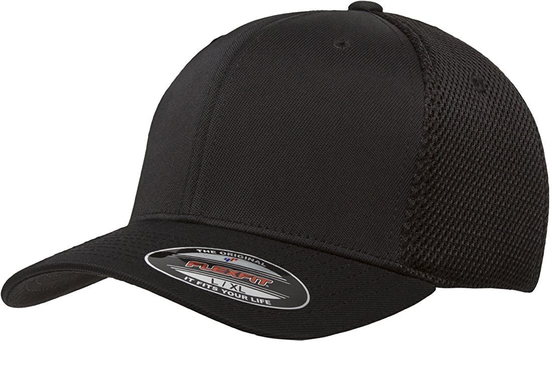 Flexfit Unisex Ultrafibre Airmesh Fitted Trucker Hat, Black, Large-X-Large