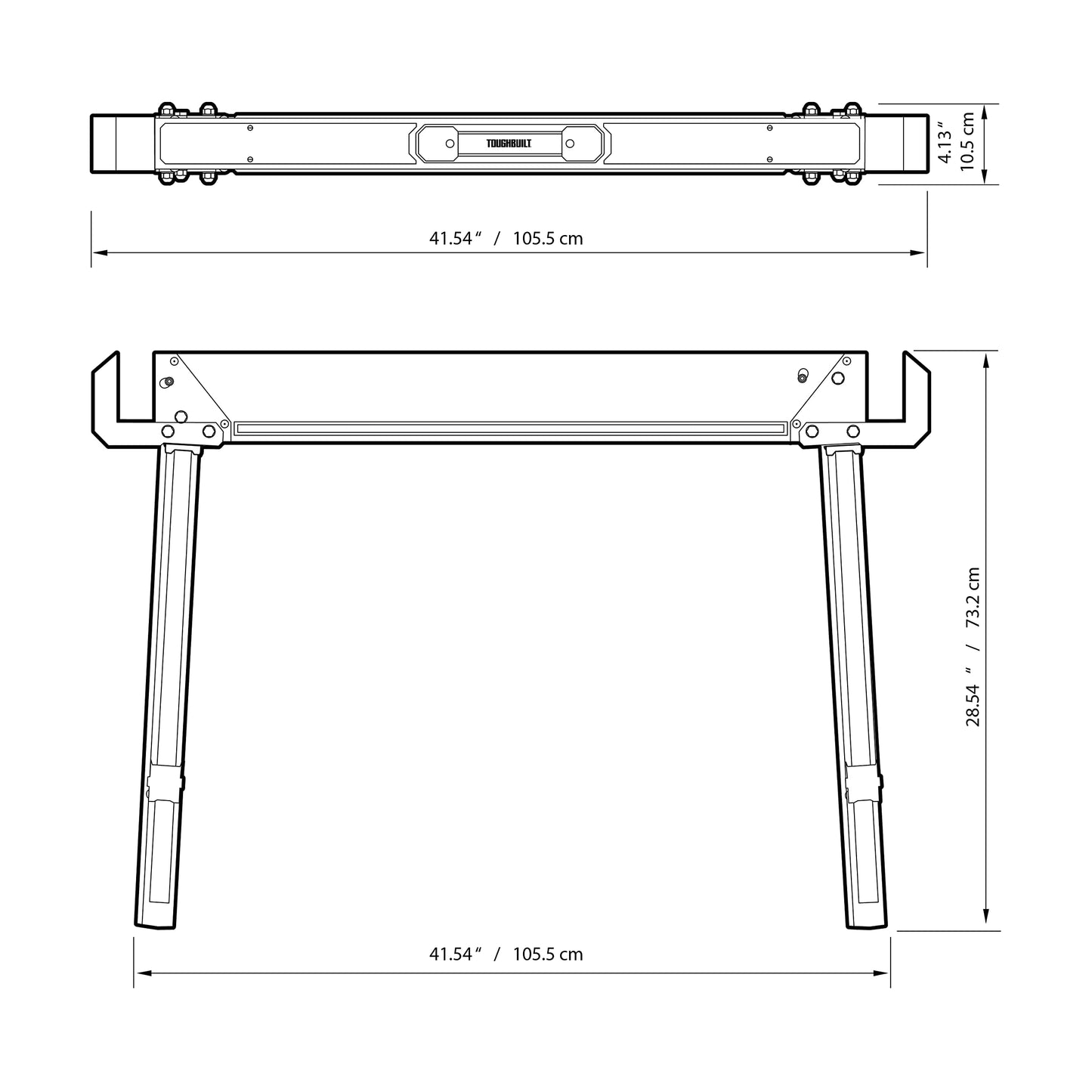 ToughBuilt - Sawhorse with 2x4 Support Arms 1100 LB Capacity - Heavy Duty Construction with Fast Open Legs and Easy Grip Handle - (TB-C500)