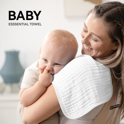 Synrroe Muslin Burp Cloths 4 Pack Large 20" by 10" 100% Cotton 6 Layers Extra Absorbent and Soft