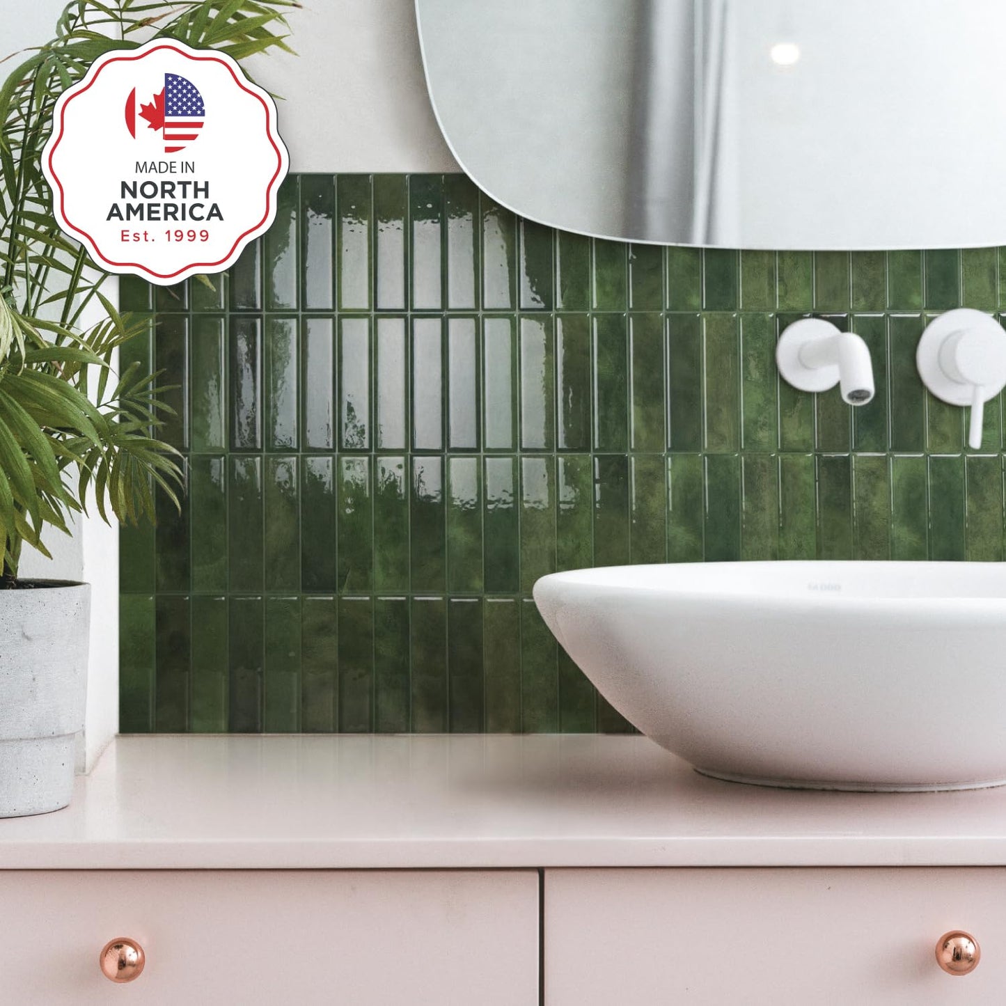 Smart Tiles SMART TILES Peel and Stick Backsplash - 5 Sheets of 11.43'' x 9'' - 3D Adhesive Peel and Stick Tile Backsplash for Kitchen, Bathroom, Wall Tile, Sefrou Green