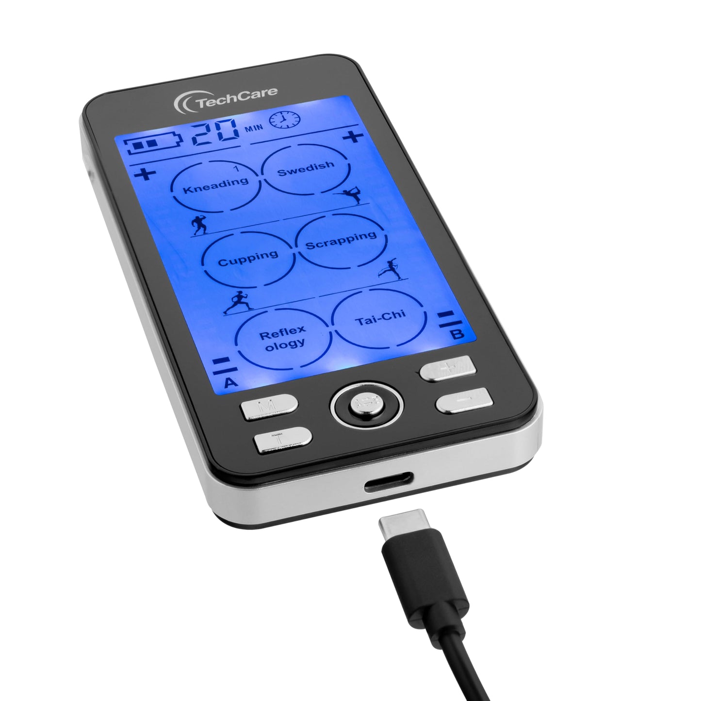 TechCare Plus 24-Mode TENS & EMS Dual-Channel Muscle Stimulator – Rechargeable Pain Relief Set with Massage Belt, Reflexology Shoes, Magnetic Therapy, Timer