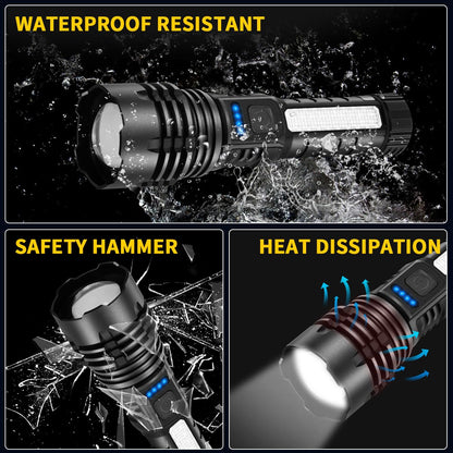 Rechargeable Flashlights High Lumens, 7Mode Flashlights Rechargeable, Super Bright Flashlight, Adjustable Tactical Flash Light, High Powered Flash Light, LED Flashlight for Emergency Home 2Pack