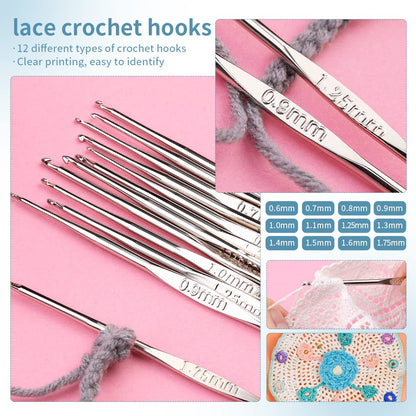 Crochet Kit for Beginners Complete 130 Pieces Starters Knitting Kit with Crochet Yarn, Ergonomic Crochet Hooks and Crochet Accessories in Hangable Storage Bag