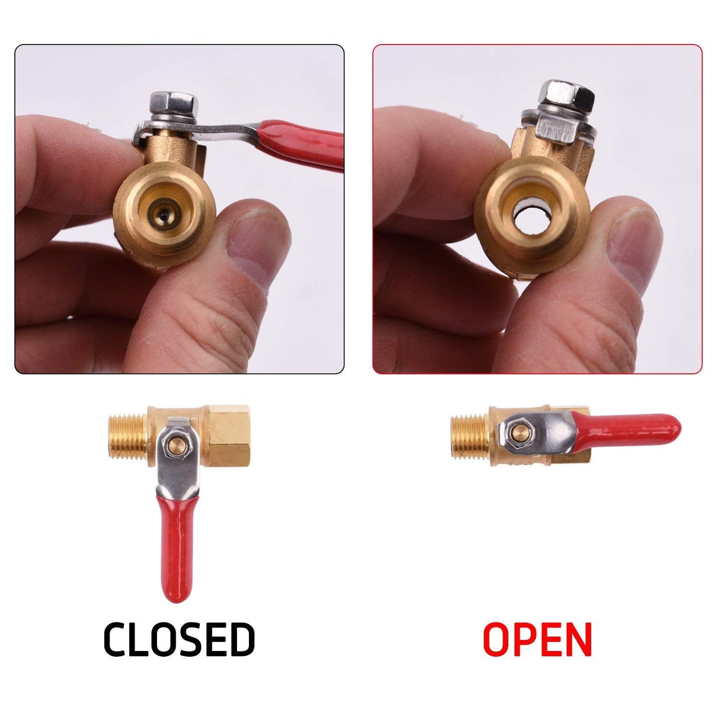 WYNNsky 1/4" Heavy Duty Air Compressor Brass Ball Valve Shut Off Switch, 1/4 Inch Male And Female NPT Thread Pipe Fitting