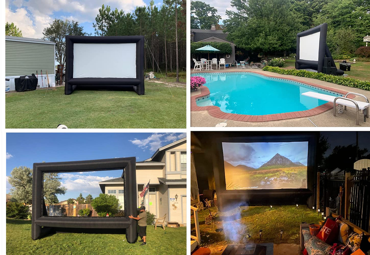 XHYCPY 20 Feet Inflatable Projector Screen Outdoor Inflatable Movie Screen with Air Blower Storage Bag, Easy Set Up Blow Up Screen for Backyard Movie Night, Theme Parties, Celebrations