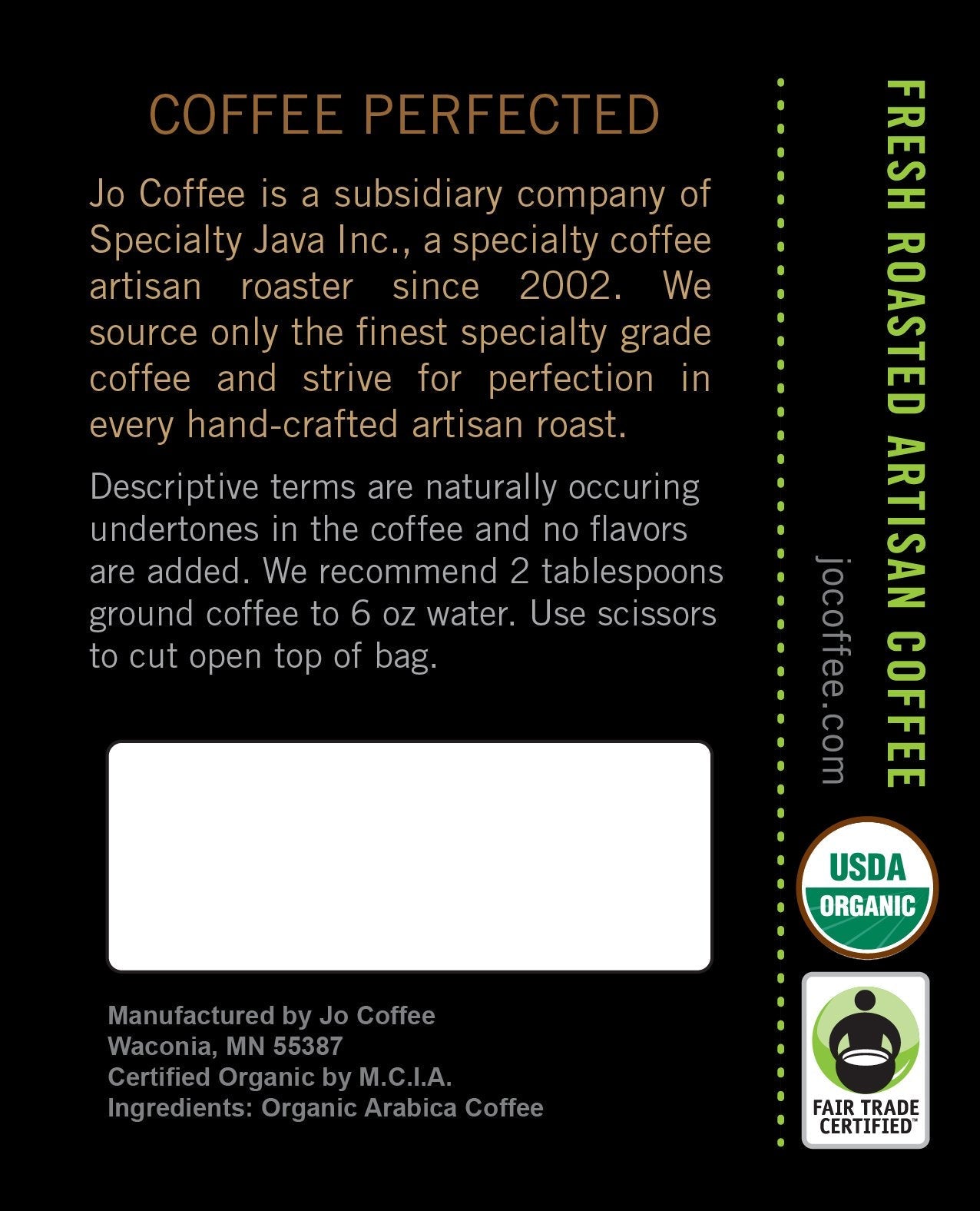 FARMERS MARKET JO: 2 lb, Organic Ground Coffee, Lighter Roast, 100% USDA Certified Organic, Fair Trade Certified, Kosher, Soft Velvet Feel, 100% Arabica Specialty Coffee, Non-GMO, Gluten Free