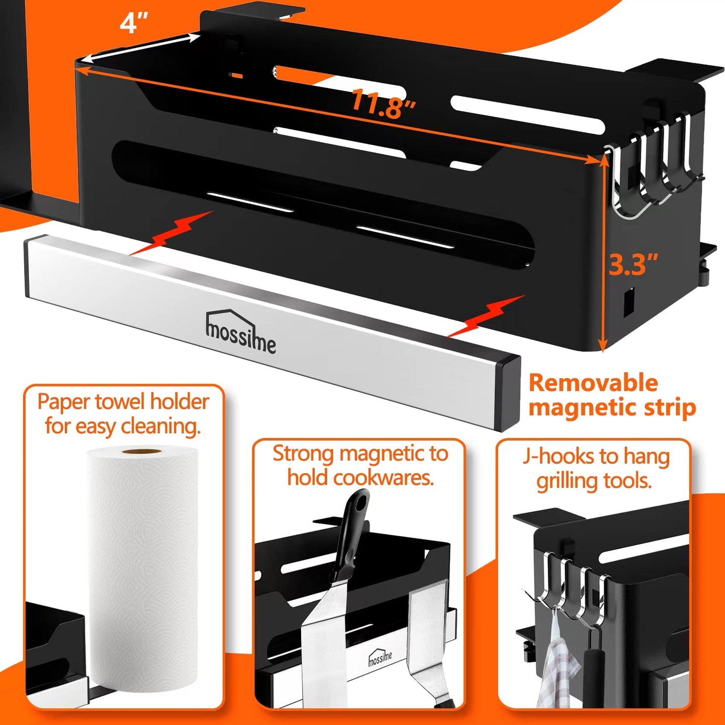 Griddle Caddy for Blackstone 28"/36" Griddles/Prep Cart, Grill Accessories Space Saving for Blackstone BBQ Accessories Storage Box with Magnetic Tool Holder & Paper Towel Holder