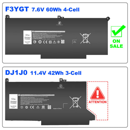VNYUNQWE F3YGT 60WH Latitude 7480 7490 Battery 2X39G Replacement for Dell Latitude 12 7000 7280 7290/13 7000 7380 7390 P29S002/14 7000 7480 7490 P73G002 Series DM3WC KG7VF P73G DM6WC [60Wh/7.6V]