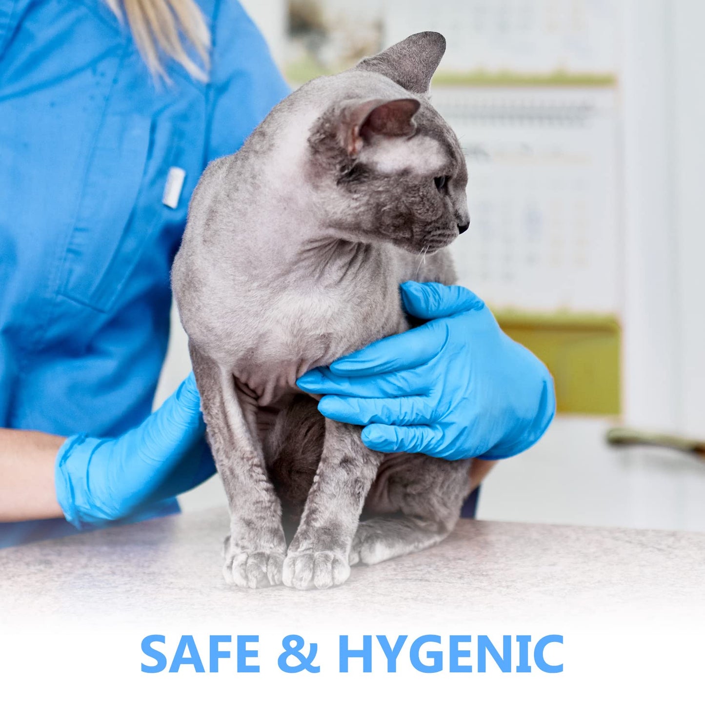 squish Disposable Gloves, Blue 4 mil Vinyl Synmax Blend Exam Gloves Non Sterile, Powder Free, Latex Free - Cleaning Supplies, Kitchen and Food Safe(Pack of 100) (Blue Medium)