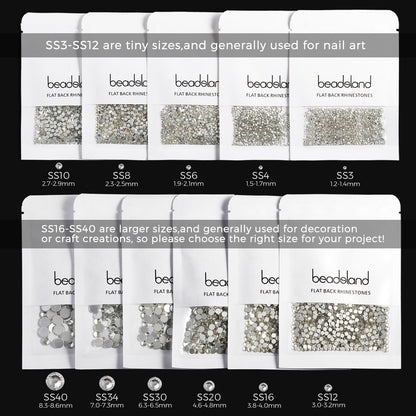 Beadsland 1440 Pieces Flat Back Crystal Rhinestones Round Gems,Amber,SS3,1.2-1.4mm