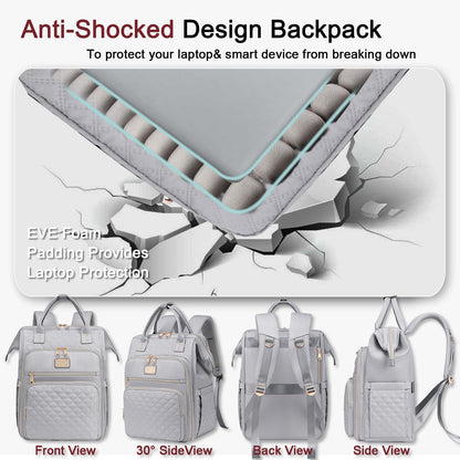 Weitars Lunch Backpack For Women,15.6 Inch Laptop Backpacks For Womens Back pack, Travel Backpacks,Work Backpack For Women (Gray)