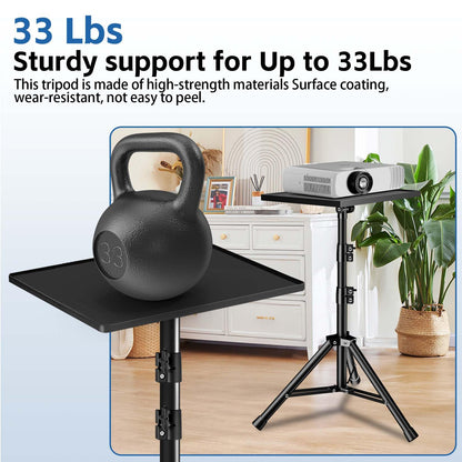 REHOSEUP Projector Stand, 33LB Load Bearing & 22-55" Height Adjustable, for Projector/Laptop/DJ Gear, Outdoor/Office/Studio - Stable Base (Black)
