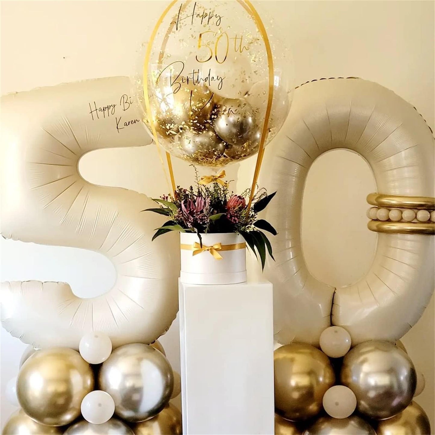 40 Inch Beige Number 1 Balloon for 1st Birthday Decoration, Large Self Inflating Cream Foil Number Balloons 0-9 for Boys Girls, White Sand 1 Helium Balloons for Women Men Party Anniversary Supplies
