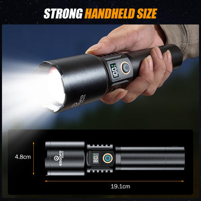 Esgofo Rechargeable Flashlights High Lumens 1000000 Long Range 3280FT, Super Bright Handheld Strong LED Flashlight Long Lasting 15H, Powerful Flash Light USB C, Zoomable 5 Modes, for Camping Hiking