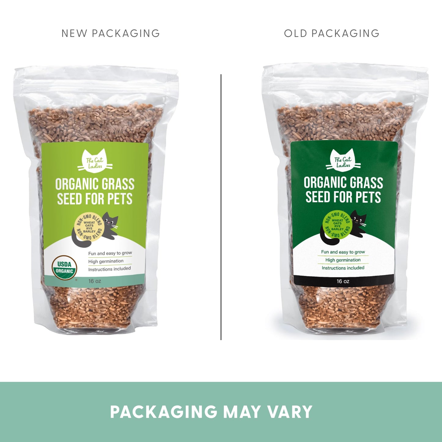 The Cat Ladies 100% Organic Cat Grass Seeds - Cat Grass for Indoor Cats - (Non GMO) 16 oz