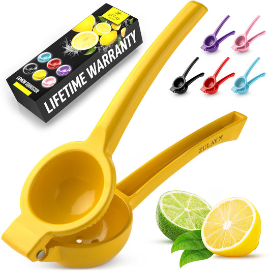 Zulay Kitchen Metal Lemon Squeezer - Handheld Lemon Juicer Squeezer - Easy to Use Citrus Juicer - Manual Press for Extracting the Most Juice Possible - Extracts Every Last Drop