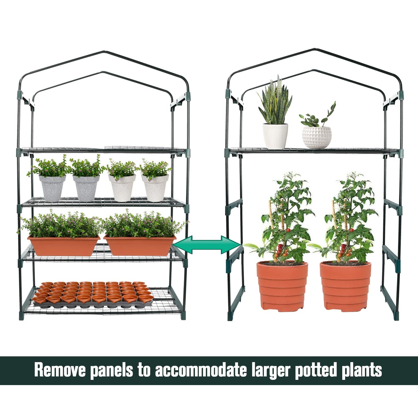 Worth Garden 50% Extra Wide Mini Greenhouse 4 Tier Portable Plant Green House 40in Wide -Sturdy Gardening Shelves with PE Cover & Roll-Up Zipper Door - Indoor & Outdoor Use - 19″W. x 40″L. x63″H.