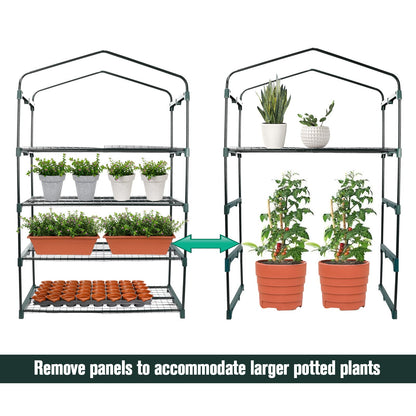 Worth Garden 50% Extra Wide Mini Greenhouse 4 Tier Portable Plant Green House 40in Wide -Sturdy Gardening Shelves with PE Cover & Roll-Up Zipper Door - Indoor & Outdoor Use - 19″W. x 40″L. x63″H.